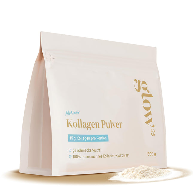 Glow25® Marine Collagen Powder [300g] - Fish Collagen Hydrolysate - Peptides Type 1 and 3 - Good Solubility - Neutral