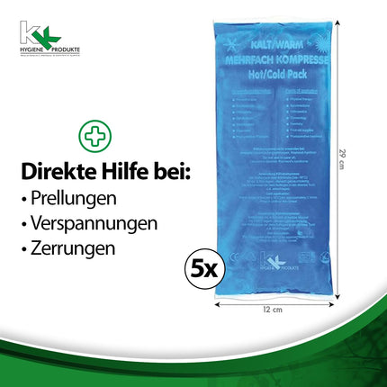 KK Cold-Warm Compresses | KK Hygiene Multi-Purpose Compresses | 5 pieces | Size: 12 x 29 cm | Microwave-safe