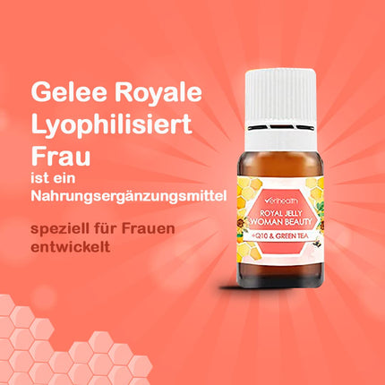 Verihealth Women Beauty - Royal Jelly with Vitamin E - 20 vials - Ideal for maintaining female hormones - Leofilizada provides energy with green tea and Q10
