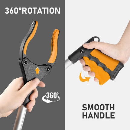 YAUNGEL 108cm Grabber for Seniors, Folding Grabber with Magnetic Grabber Arm, 360° Rotatable Garbage Grabber, Long Garbage Grabber, Reaching Aid for People with Disabilities (Orange)