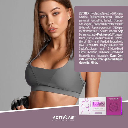 Activlab Pharma Bustella 60 Capsules, Serum for Breast Enlargement, Firming, Lifting, for Women After Pregnancy, Push Up, For Sagging Breasts, Vitamins Contains a Source of Phytoestrogens