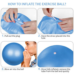 flintronic Exercise Ball Small Pilates Ball, 25cm Soft Yoga Ball, with Inflatable Straw, Anti-Burst Exercise Ball for Yoga, Pilates, Balance, Physiotherapy, Stretching and Core Fitness