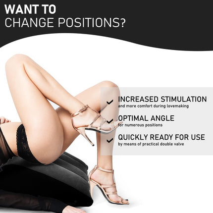 Aorgasms Sex Lumbar Pillow Sex Pillow - Inflatable Wedge Pillow Love Pillow for Sex Positions Sex Game for More Fun Bed Wedges Sex Furniture Erotic Ramp Sex Toys for Couples, Men, Women (Black)
