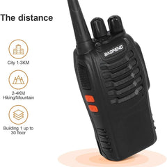 Walkie Talkie 16 Channels CTCSS/DCS FM, 1500 mAh Battery, Max. Talk Range 5 km, Professional Radio with Hands-Free Function