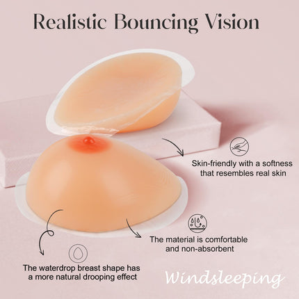 Windsleeping D Cup Size Self-Adhesive Silicone Breast Prosthesis for Mastectomy Prosthesis