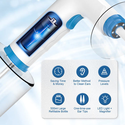 Earwax Remover, Electric Ear Cleaning Set, 4 Cleaning Mode Settings, Rechargeable Ear Cleaner, Safe, Effective Ear Cleaner, With 9+1 Ear Tips and Water Catcher Basin
