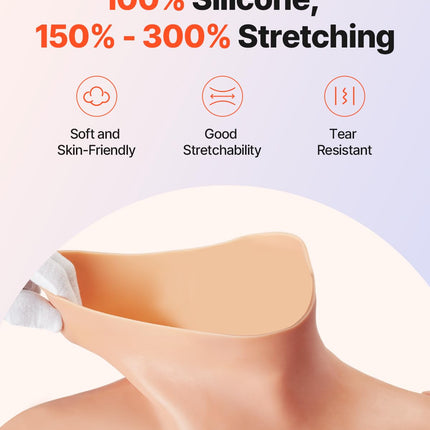 VEVOR Silicone Breast Forms, Cup Size D, Realistic Skin, Filled with Cotton and Silk, High Elasticity, for Crossdresser, Transgender, Amateur, Cosplay, Drag Queen, Skin Color