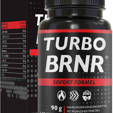 BRNR TURBO BRNR Instant Metabolism Formula with Choline, Green Tea Extract, Glucomannan, Garcinia Cambogia, Guarana, 120 Capsules