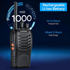 eSynic Professional Walkie Talkies for Adults, Rechargeable, 16 Channels, VOX, with Headphones and LED Lights, Perfect for Kids Ages 5 and Up, Outdoor Activities