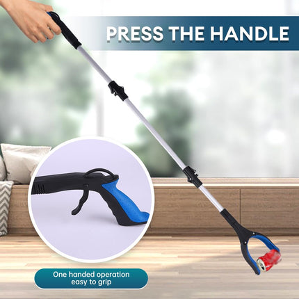 Extra long reacher and jack grabber, waste collector for adults and elderly, portable grab stick with light, helping hand grasping tool for disabled assistance, perfect garbage collection and