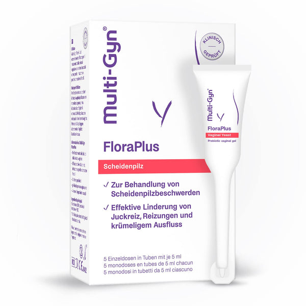 Multi-Gyn FloraPlus Intimate Cream 5ml - Treatment for vaginal infections (candidiasis) - 5 single-dose tubes - Instant relief from itching, irritation, and discharge reduction. With prebiotics