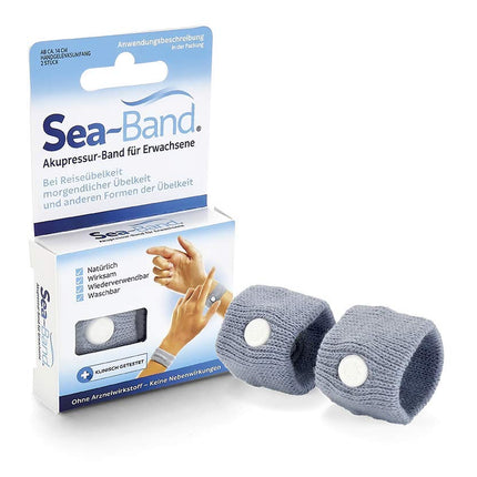 SEA-BAND acupressure band for adults, 2 pieces, grey