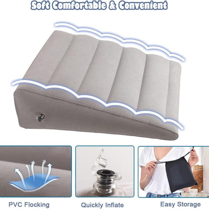 MShengM Inflatable Wedge Pillow - Lightweight and Portable Travel Wedge Pillow for Sleeping, Reading, Post-Surgery and Leg Elevation, Triangular Pillow with Washable Cover, Sleeping Wedge Pillow