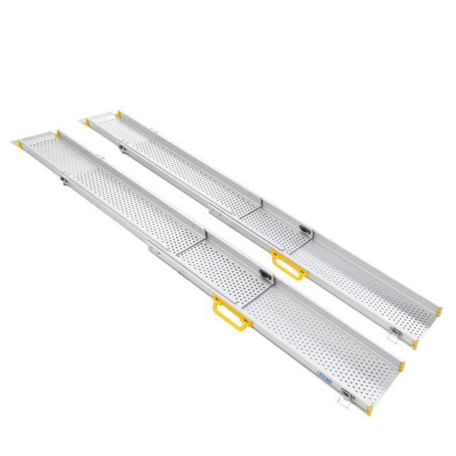 LIEKUMM 2 x 127-300 cm wheelchair ramp, 300 kg load capacity wheelchair ramp for stairs, steps, portable telescopic ramp for electric wheelchairs, bicycles, triple extendable