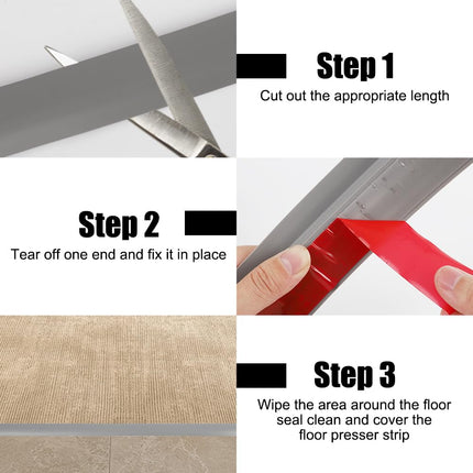 RANJIMA Self-adhesive transition profile, PVC threshold ramp, entry strips, transition strip floor, height adjustment profile, door rail, transition rail without drilling for carpet tiles (gray, 1 m x 5 cm)
