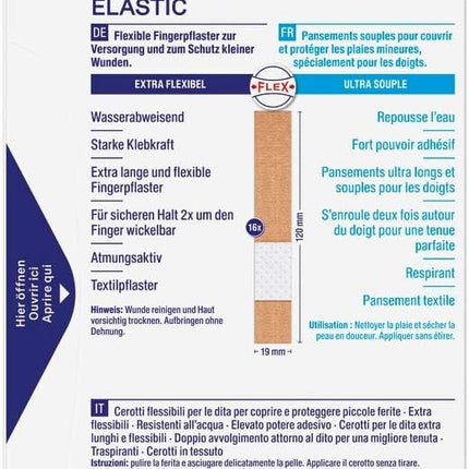 Hansaplast Elastic Fingerstrips Plasters (16 Strips), extra long wound plasters especially for wounds on the fingers, flexible and breathable finger plasters