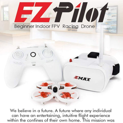 EMAX EZ Pilot FPV Drone RTF Kit, First Person View Drones with 600TVL CMOS Camera, 25mw Video Transmission, Mini Drone with Goggles and Radio Transmitter for Kids Adults and Beginners
