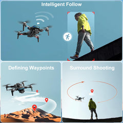 OBEST GPS Drone with 4K Camera, WiFi RC Quadcopter with Brushless Motor, Less than 249 grams, Durable, 360° Obstacle Avoidance, 2 Batteries, Suitable for Beginners