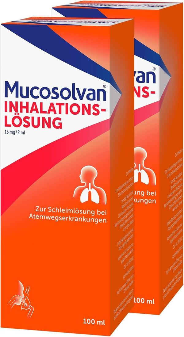 MUCOSOLVAN® Inhalation Solution 2 x 100 ml - Mucus solution for nebulizers for coughs: Loosens mucus, facilitates coughing &amp; clears the bronchi