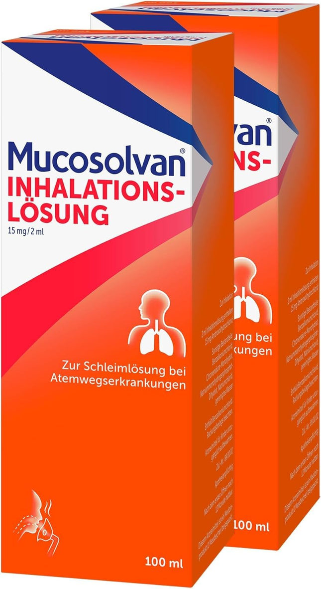 MUCOSOLVAN® Inhalation Solution 2 x 100 ml - Mucus solution for nebulizers for coughs: Loosens mucus, facilitates coughing &amp; clears the bronchi