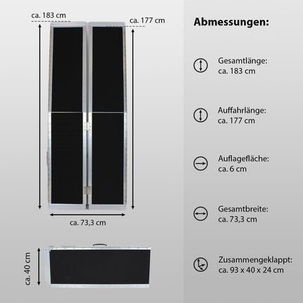 TRUTZHOLM wheelchair ramp foldable 183 cm load capacity 272 kg aluminum grey black coated access ramp