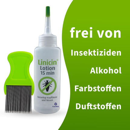 Linicin Lotion with Lice Comb (100 ml) - Lice remedy for the treatment of head lice, including lice comb | Gentle on the scalp