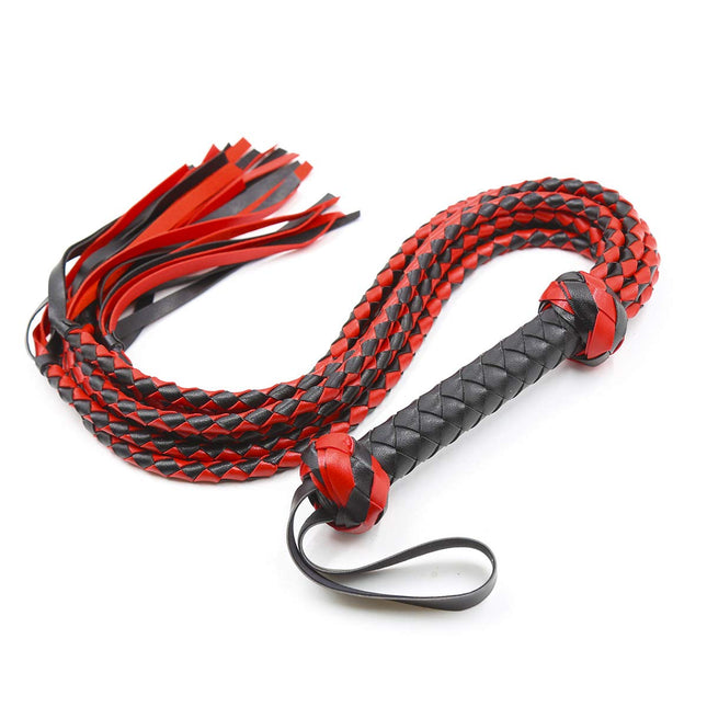 Rapidly Whip Leather Riding Crop 8 Black Red Braided Tassel Whip Flogger Fetish BDSM Sex Toy Props for Stage Performances