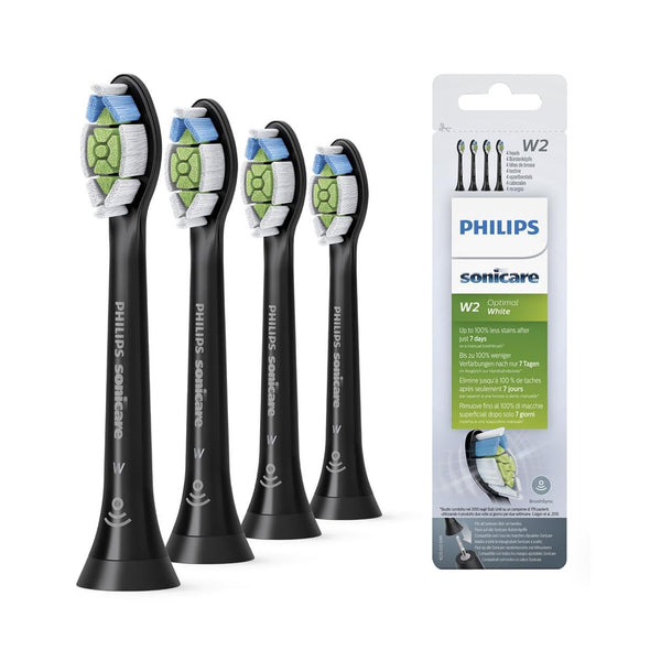 Philips Sonicare Original W2 Optimal White Standard brush heads for sonic toothbrushes – 4-pack, in black (model HX6064/11)