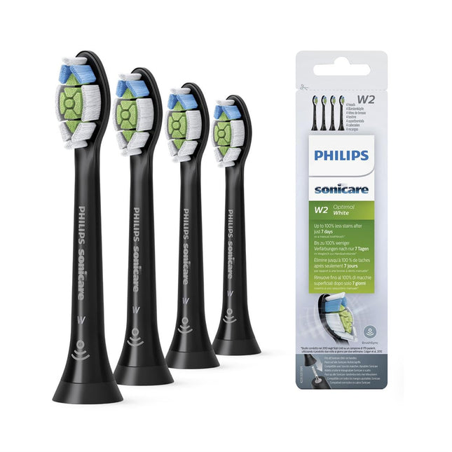 Philips Sonicare Original W2 Optimal White Standard brush heads for sonic toothbrushes – 4-pack, in black (model HX6064/11)