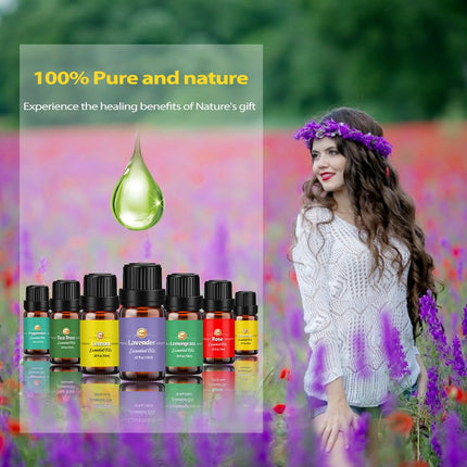 Essential Oils Set 18 x 10 ml, Tea Tree, Lavender, Eucalyptus, Frankincense, Lemongrass, Rosemary, Orange, Mint, Lemon, Bergamot, Ylang-Ylang, Grapefruit, Chamomile, Rose, Vanilla, Patchouli Sage