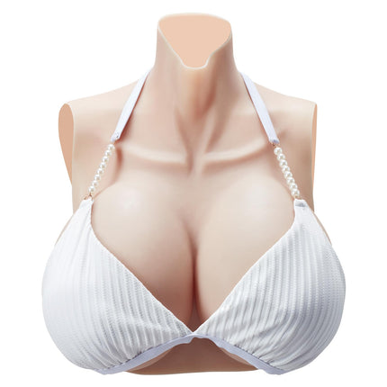 VEVOR High Neck Silicone Breast Forms, K-Large, Realistic Skin-Temperature Silicone Filled, High Elasticity, for Crossdresser, Transgender, Amateur, Cosplay, Drag Queen, Ivory