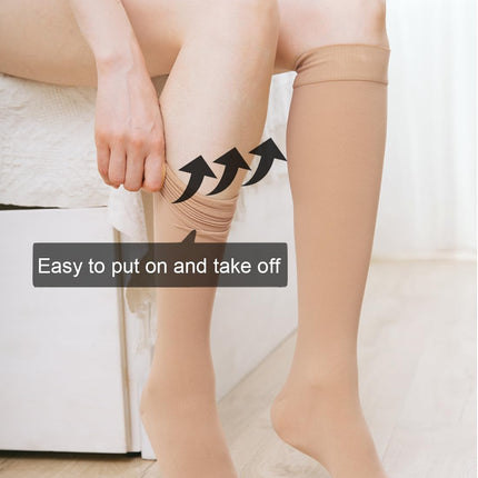 2 Pairs of Medical Compression Stockings for Women &amp; Men 20-30 mmHg, Class 2, Closed Toe Graduated Support Stockings for Varicose Veins, Edema, and Flight (2x Beige, L)