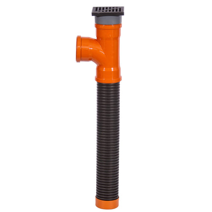 Rainwater infiltration shaft 110 mm x length 1 m with drain - drainage pipe yard drain floor drain 15 x 15 cm - plastic patio rainwater infiltration box - drainage infiltration shaft leaf protection