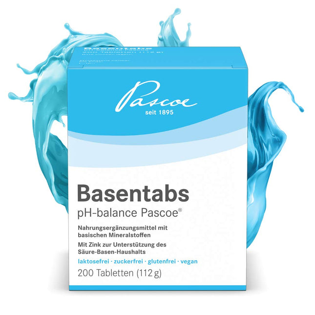 Basentabs pH-balance Pascoe - 200 alkaline tablets with high acid-binding capacity - For deacidification of the body - With magnesium, calcium, and zinc - For the acid-base balance