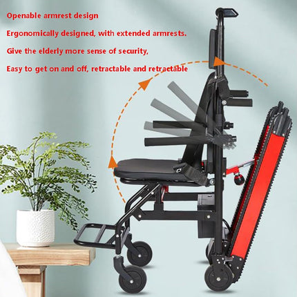 WOLWES Electric Stairlift Chair, Stair Climbing Wheelchair, Aluminum, All-Terrain, Red, 19 kg, 165 kg Load Capacity, 5-inch Mag Wheels, Electromechanical Brake, Battery Operated