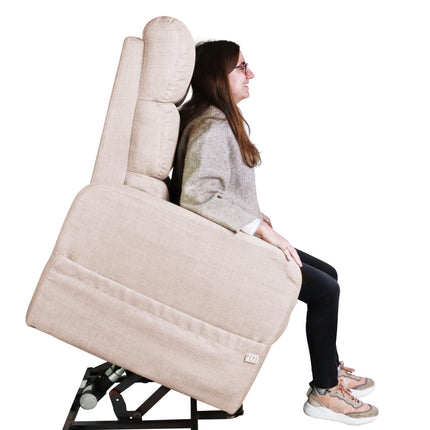 PEPE Mobility - Electric TV chair with stand-up aid, linen fabric, senior chair with motor, TV chair, beige