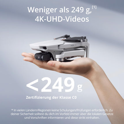 DJI Mini 4K, drone with 4K UHD camera for adults, under 249 g, 3-axis gimbal stabilization, 10 km video transmission, auto-return, wind resistance, 1 battery for 31 min flight time, C0, QuickShots