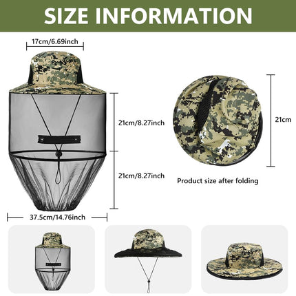 AOGOE Head Net Face Mesh Head Cover, Hat with Mosquito Net, Mosquito Head Net Head Protection Net for Optimal Visibility, Washable, Mosquito Net Hat for Outdoor Lovers, Climbing, Fishing, Beekeeping (Khaki)