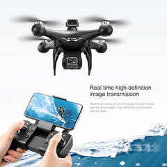 Drone with Camera 4K Dual WIFI 2.4G Brushless Gesture Photography, Obstacle Detection, Optical Flow Positioning, 6-Axis Gyro, Headless Mode, Gift for Adults Children Black 2 Batteries