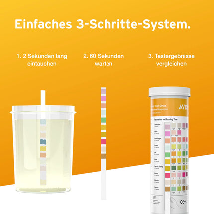 100 x Aydmed Urinalysis Test Strips 10 Parameter Urine Test Strips for Leukocytes, Nitrite, Urobilinogen, Protein, pH, Blood, Specific Gravity, Ketone, Bilirubin and Glucose
