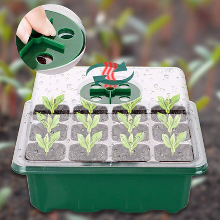 Indoor Greenhouse Propagator, 12 Pack 144 Cells Greenhouse Propagator Tray, Seedling Starter Tray Trays Greenhouse with Adjustable Dome Lids for Growing Plant Seeds Seedling Plant