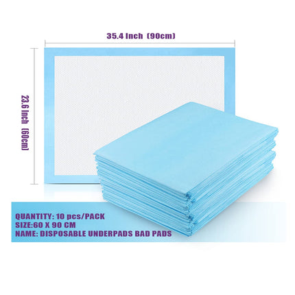 Disposable incontinence pads for people with bladder weakness | 10 pieces | Hygiene pads for newborns | Adults, the elderly, pets | 6-ply absorbent incontinence pads 60x90 cm