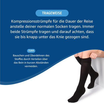 Amazon Basic Care Medical Compression Socks for Flight and Travel, Size 39-43, Black
