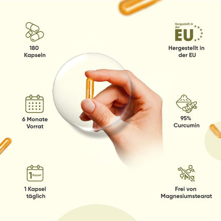 Turmeric Extract Capsules - 500mg Turmeric Extract - 180 Capsules for 6 Months - Curcumin with 20mg Ginger &amp; 600mg Black Pepper - 1 Capsule Daily - Curcumin - WeightWorld