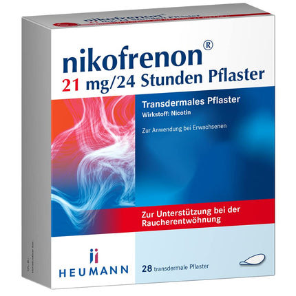 nikofrenon 21 mg/24-hour patch - nicotine patches to support smoking cessation, reduces withdrawal symptoms in nicotine addiction, transdermal patches, 24-hour effect, 28 patches