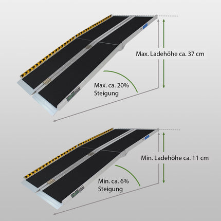 TRUTZHOLM wheelchair ramp foldable 183 cm load capacity 272 kg aluminum grey black coated access ramp