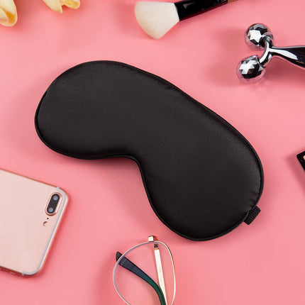 Audamp Sleep Mask Eye Mask Night Mask Adjustable Strap Skin-friendly Silk Ultra Soft Sleeping Mask 1 Piece (Black)