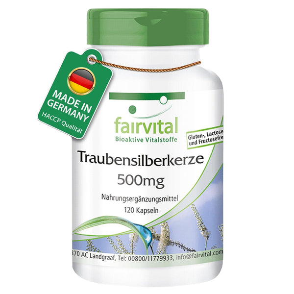 Fairvital | Black Cohosh Capsules 5000mg - 120 Capsules - HIGH DOSE with 500mg Black Cohosh Extract 10:1 per capsule - VEGAN - Cimicifuga Racemosa