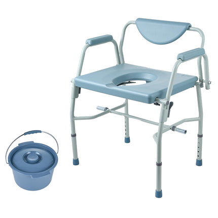 VEVOR Commode Chair Bedside Commode with Fold-Down Arms and Removable Backrest, 5-Level Height Adjustable 50-62 cm, Removable 7-Liter Bucket, Easy to Assemble, 453.6 kg Capacity
