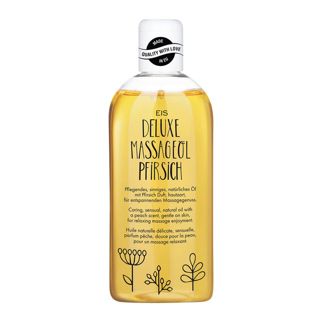 EIS Deluxe Peach Massage Oil | for relaxing massages | for couples | warming body oil for intimate muscle relaxation | liquid body lubricant | 250ml | erotic peach scent